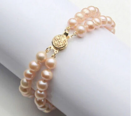 Wyan 820 очень красивый натуральный 7-8 мм круглый браслет из натурального розового