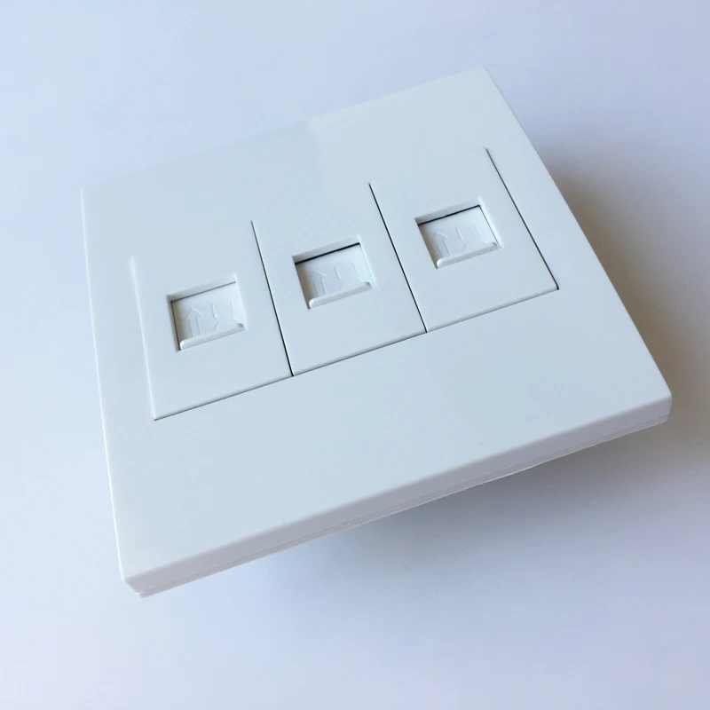 3 порта CAT5 RJ45 настенная панель Интернет LAN штекер с раздвижной крышкой дверь 86x86