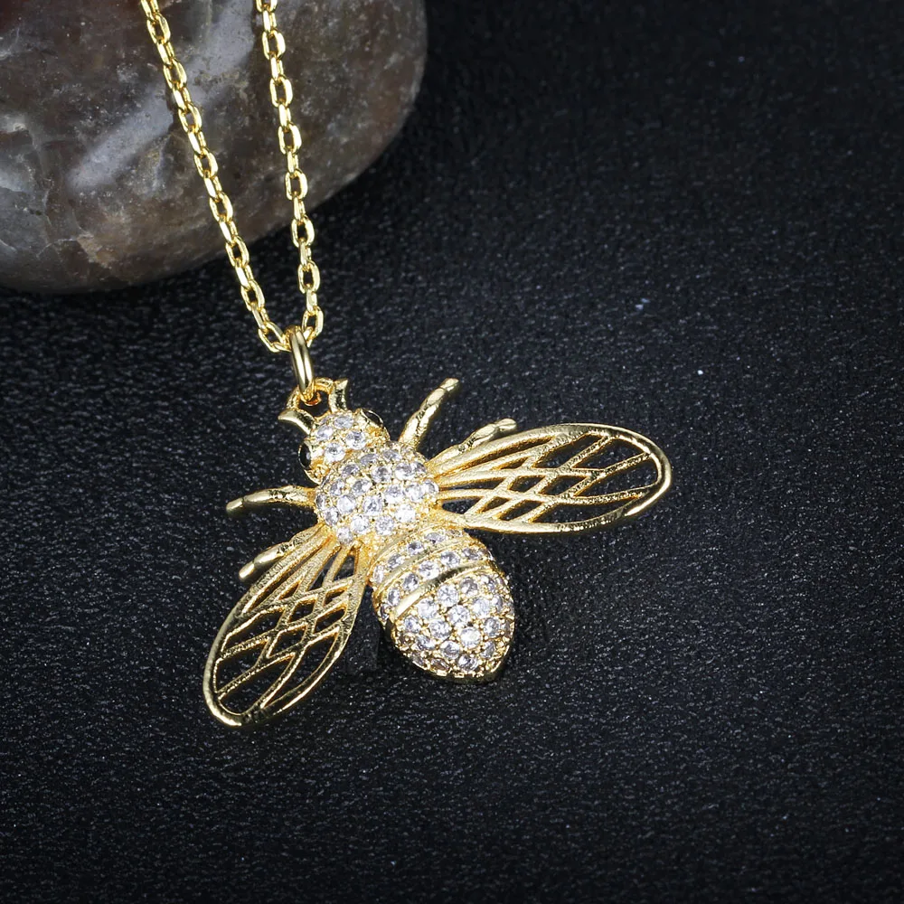 Милые золотые пчелиные насекомые кулон и ожерелье Трендовое Новое поступление