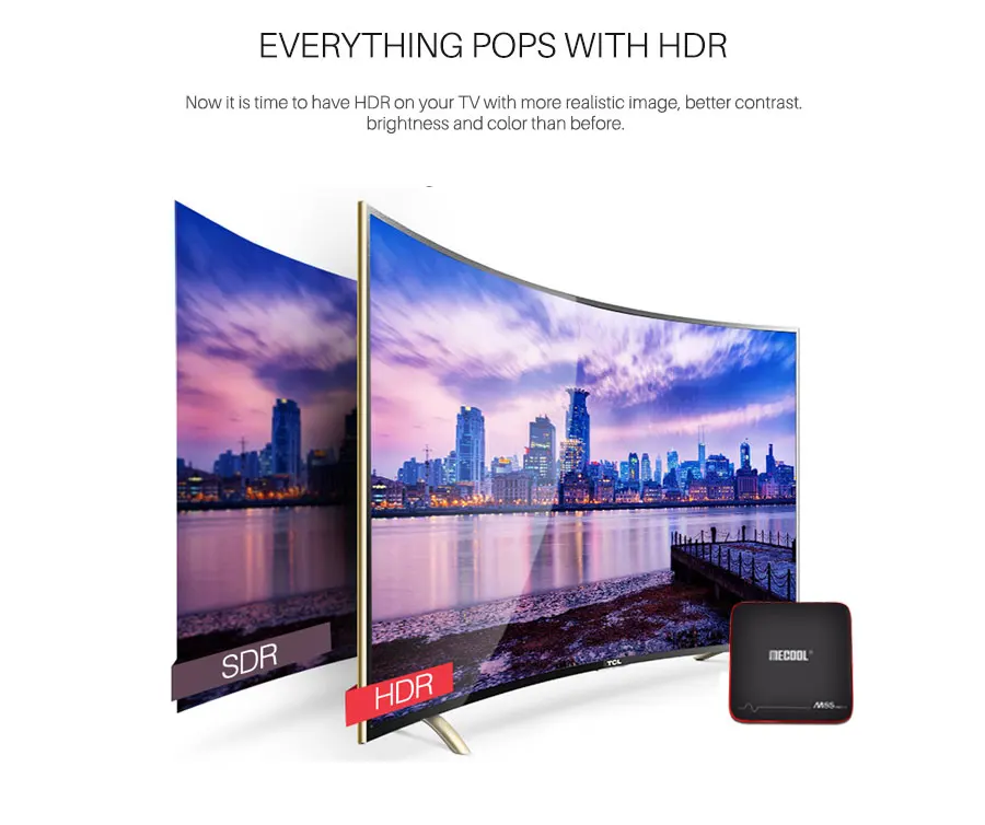 MECOOL Smart Android 7,1 ТВ приставка 4K HDR телеприставка Amlogic S905W Mali-450 1G/8G 2G/16G беспроводной Wifi ТВ приставка медиаплеер
