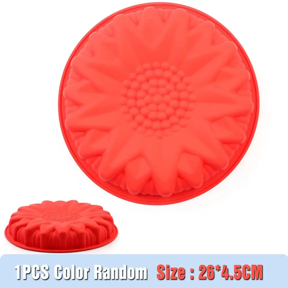 

2019 Silicone cake Flower Pan Silicone Cake Mold chiffon Baking Tools Chiffon Cake Round Pizza Pan Large best new(Colors Random)