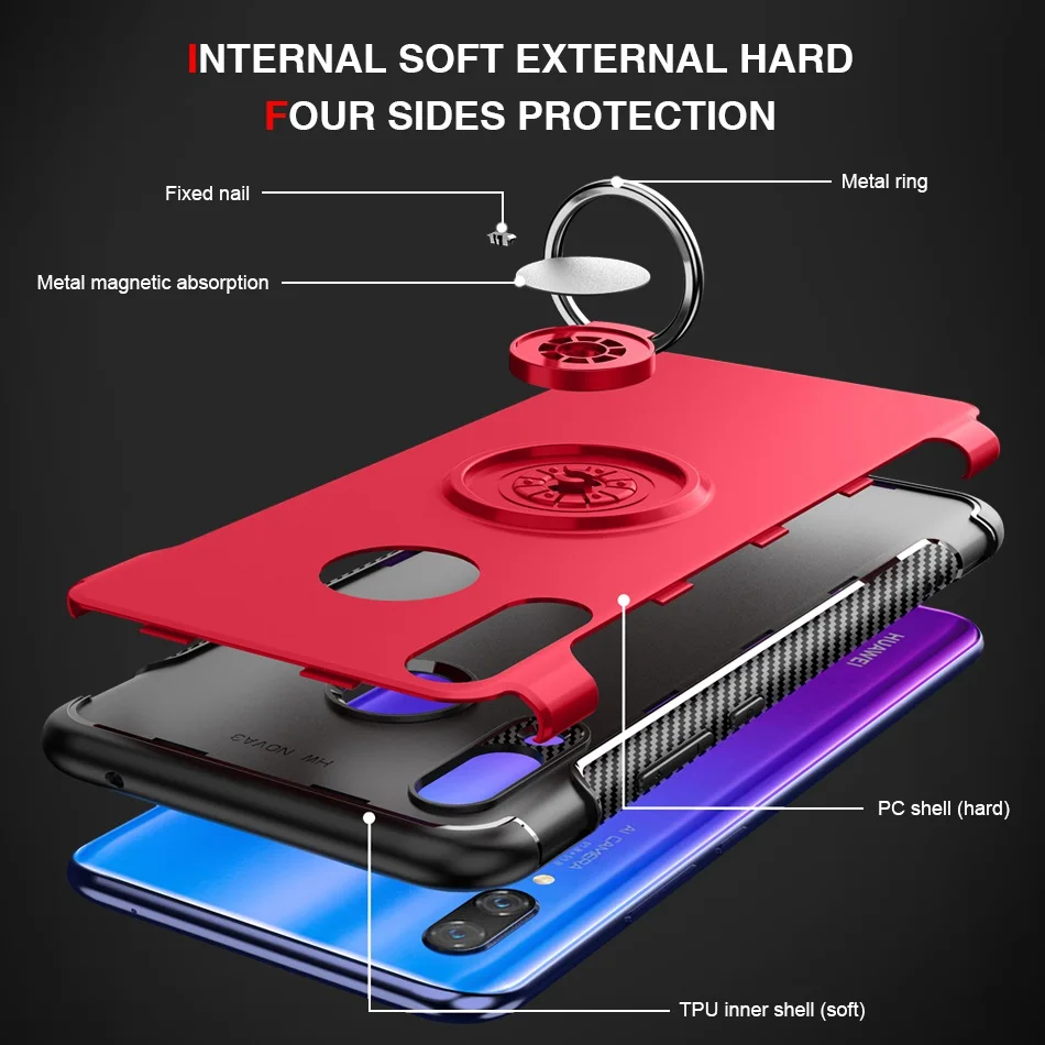 Чехол с кольцом для Huawei Mate 20 Pro чехол Lite P20 Honor Note 10 подставкой Nagnetic |