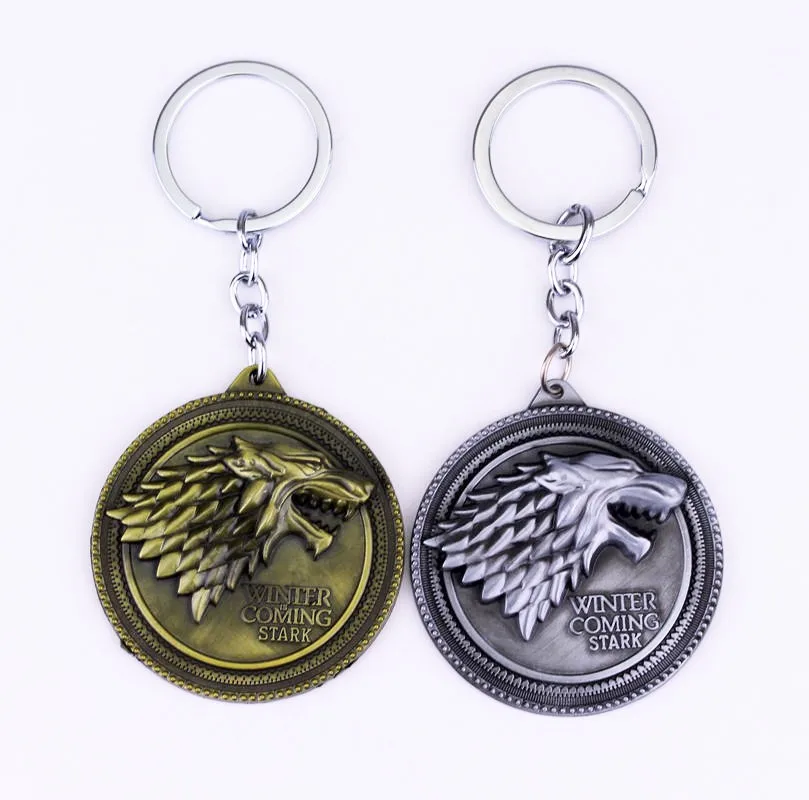 Игра престолов Shield Keychain Волчья Голова Логотип дом Старков Высокое качество макси брелок Для мужчин автомобильные аксессуары Волчья Голова брелоки