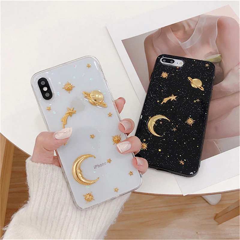 Чехол для телефона блестящая космическая планета звезда Coqu iPhone XR XS MAX мягкий