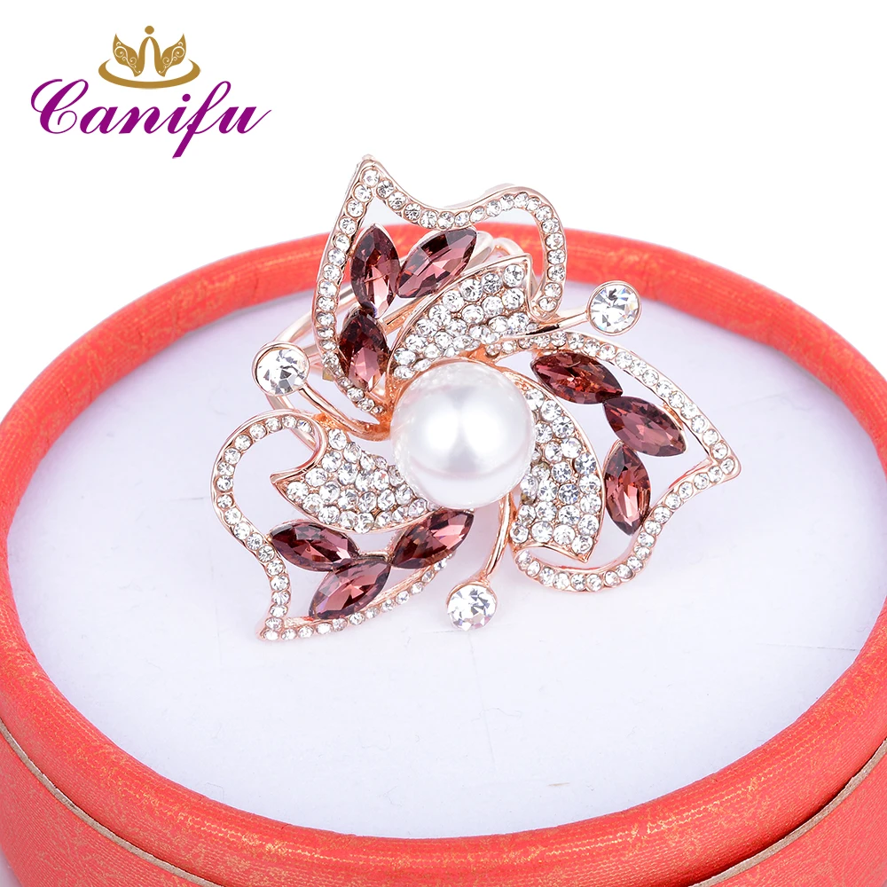 Canifu Новое поступление милый шарф в форме цветка розового золота с фианитами AAA