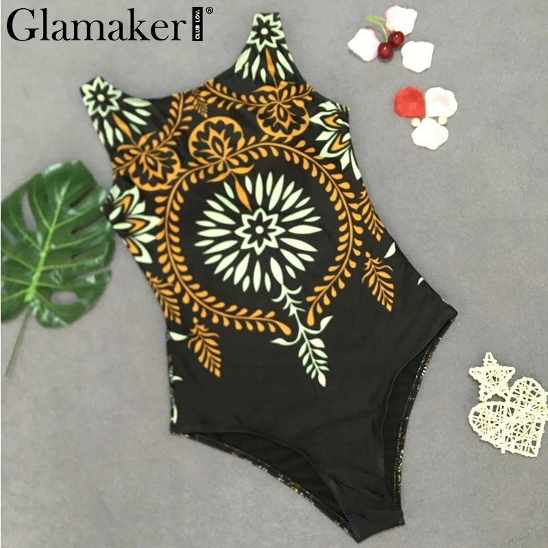 Glamaker, черное облегающее Боди без рукавов с принтом пейсли, женское Летнее белое пляжное боди, женский модный короткий комбинезон, Комбинезоны