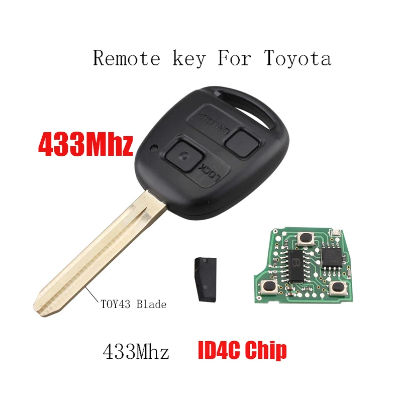 2 кнопки 433 МГц Автомобильный Дистанционный ключ для Toyota RAV4 Prado Tarago Kluger Avensis 2003-2010
