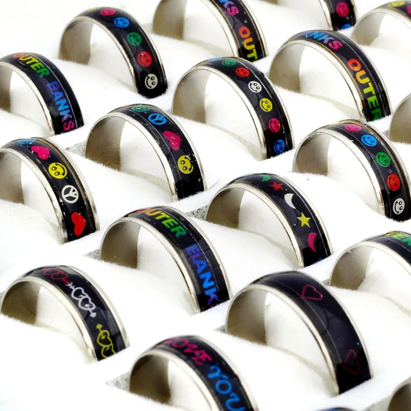 Регулируемые кольца 10 шт./лот с изменением температуры эмоциями ощущением цвета