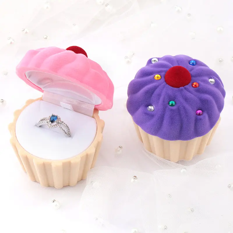 Holder Jewelry Box Case Velvet Wedding Ring Box For Earrings Necklace Display & Packaging 2 Colors