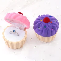 1 piece lovely cake gift box holder jewelry box case velvet wedding ring box for earrings necklace display packaging 2 colors