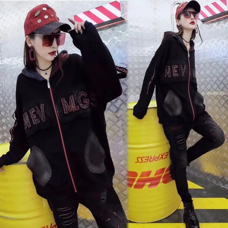 Женская винтажная куртка с капюшоном Max LuLu Повседневная ветровка в Корейском