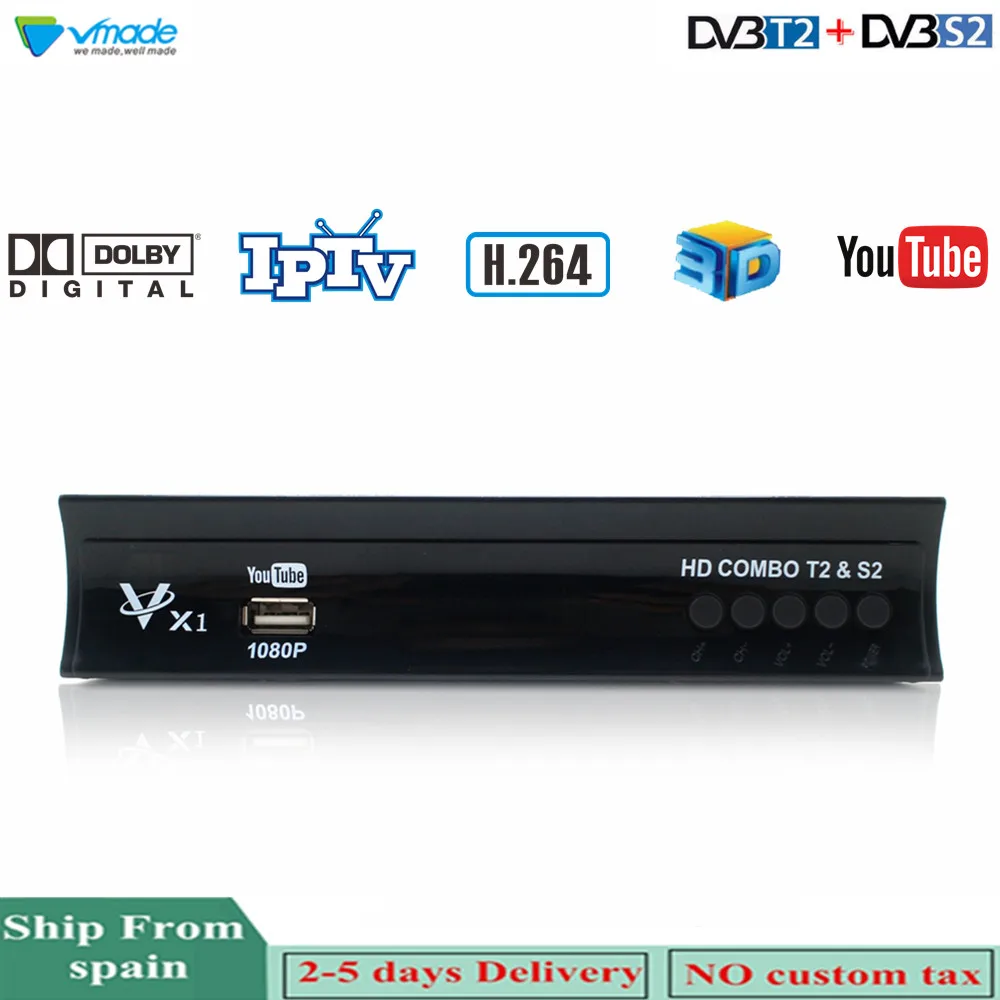 Vmade DVB-T2 DVB-S2 комбо ТВ-тюнер HD цифровой эфирный спутниковый ресивер H.264 MPEG-2/4 Поддержка Dolby AC3 Cccam IP tv Youtube