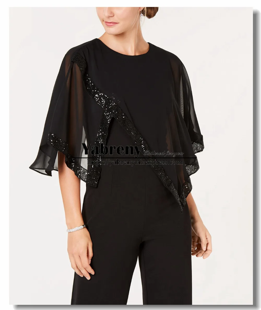 

Chiffon Poncho Mother of the bride Jumpsuit Women Evening dressy