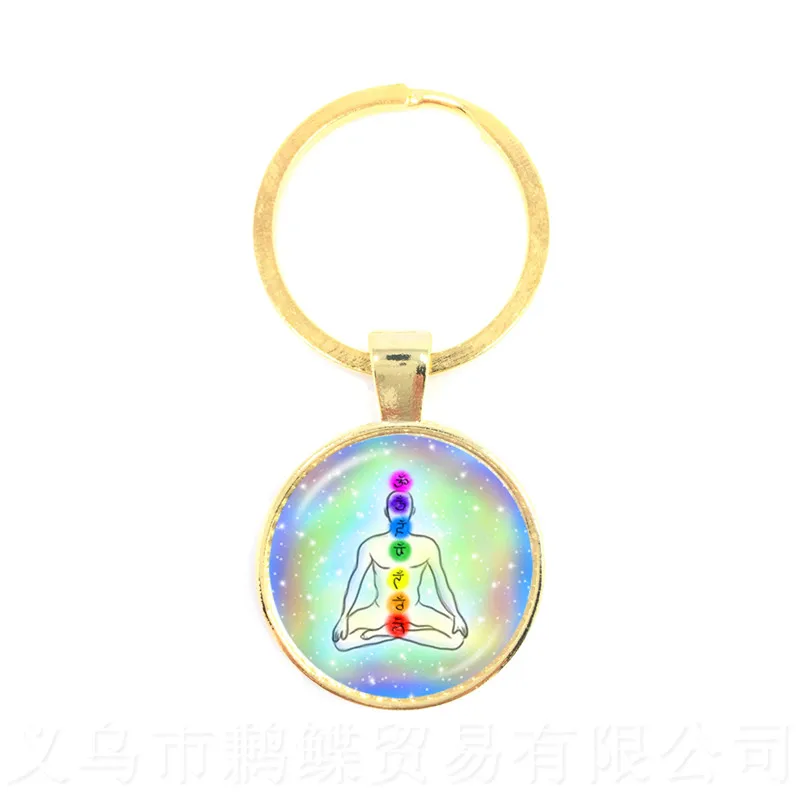 2018 New Chakra Keychain OM Yoga Men Women Jewelry Glass Cabochon Keyring Antique Zen | Украшения и аксессуары