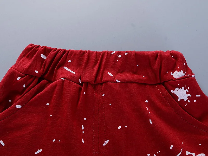 Повседневный костюм для мальчиков летняя хлопковая футболка с короткими рукавами и звездами+ шорты детские спортивные комплекты из 2 предметов