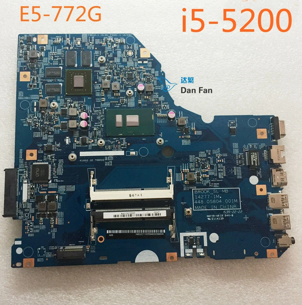 

Материнская плата BROOK_SL E5-772G-1M для ноутбука Acer P277-MG, P277, i5-5200U, 14277, 448.05804.001M, 100% Протестировано, полностью работает