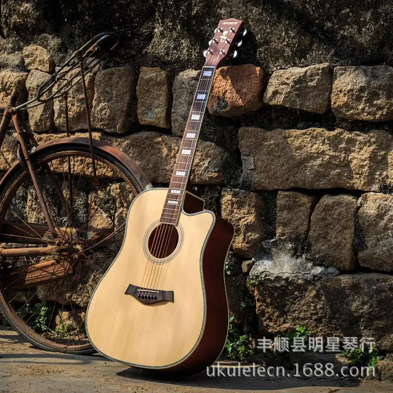 Rose pine wood Натуральный ель 41 дюймов в народном стиле баллада гитары начинающих Практика инструменты пианино - Цвет: Rose pine wood
