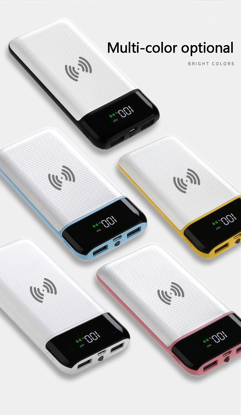 Быстрая зарядка Беспроводная зарядка power Bank 20000 мАч внешняя батарея портативное зарядное устройство для мобильного телефона универсальное зарядное устройство 2 USB