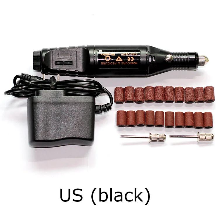 US - black 20 шлифовальных рукавов мини-набор для формирования ногтей 3/32 Тип сбора мощность электрическая дрель инструментарий Гель-лак для удаления инструмент Расп - Цвет: US - black