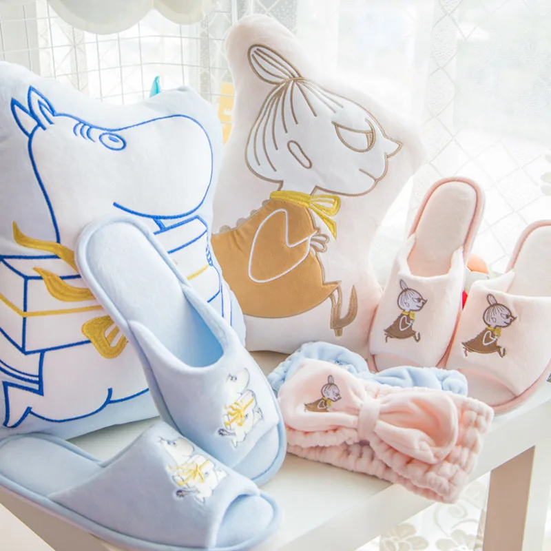 Moomin Новое поступление мультяшная розовая милая плюшевая подушка одеяло теплая мягкая подушка одеяло Muumi синяя подушка