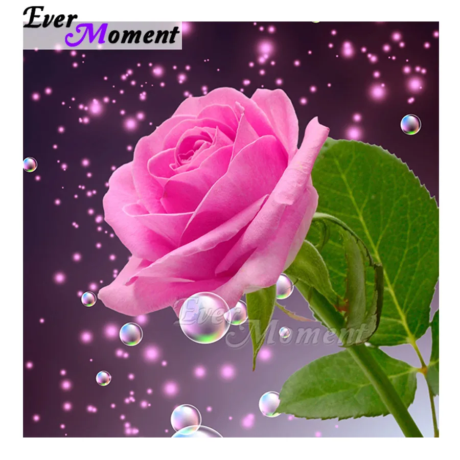 Алмазная картина Ever Moment, стразы, мозаика, розовый цветок, пузырь, полная квадратная дрель, алмазная вышивка ASF1095