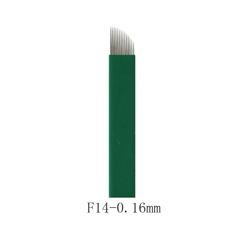 flex 14 0,16 мм Гибкий 12/12u/14/15/15u/21 Перманентный макияж бровей Тату микроблейдинг иглы для бровей одноразовые лезвия - Габаритные размеры: flex 14