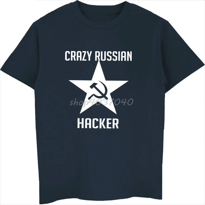 Забавная летняя футболка Crazy Russian Hacker с принтом СССР Мужская хлопковая коротким
