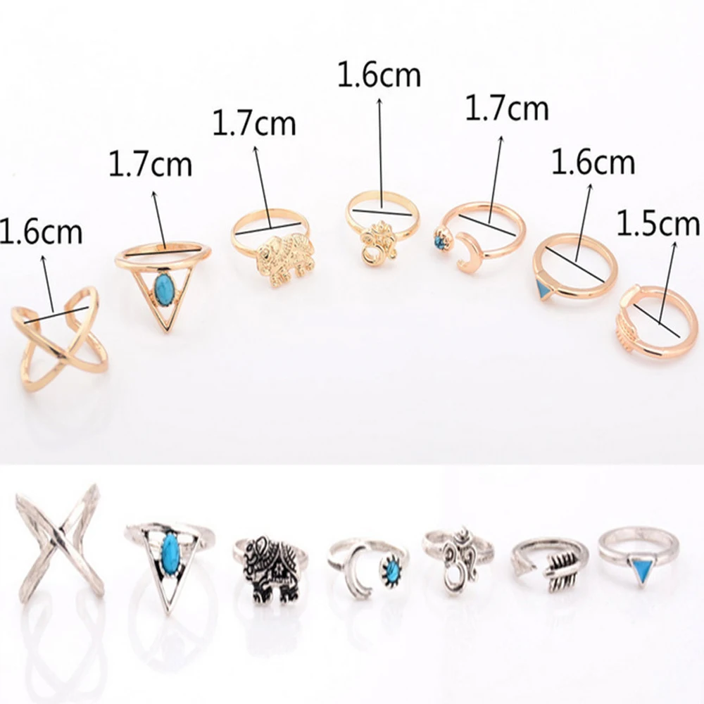 Женское Винтажное кольцо FAMSHIN богемное с голубым слоном и драгоценными камнями