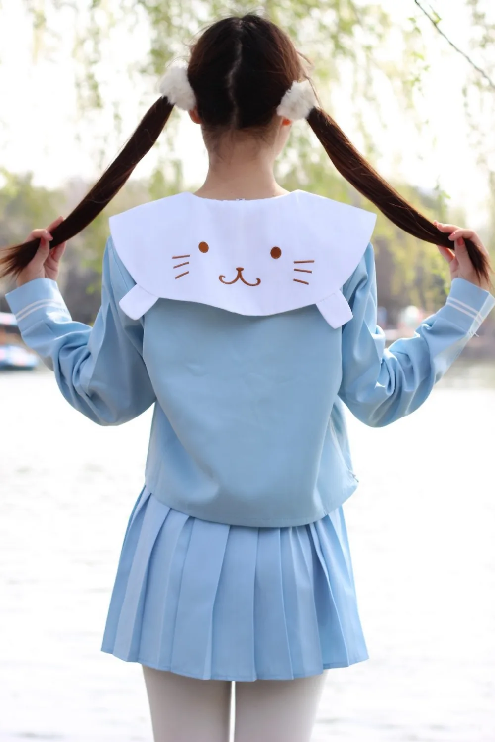 Kawaii японская школьная JK Сейлор униформа маленькая печать в морском стиле женская