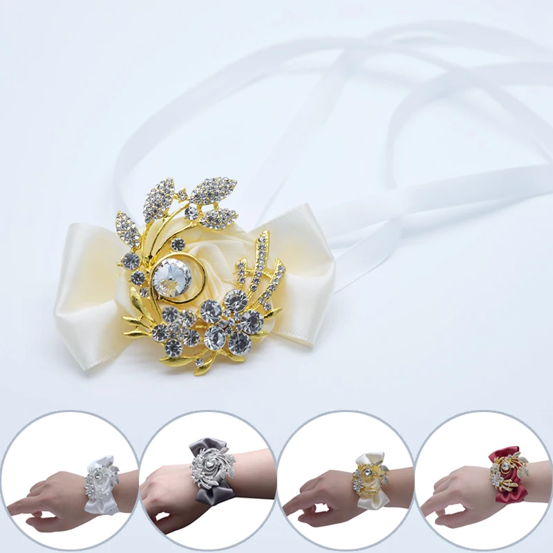 Свадебные хрустальные украшения свадебные розы корсажи ручной цветок шелковые