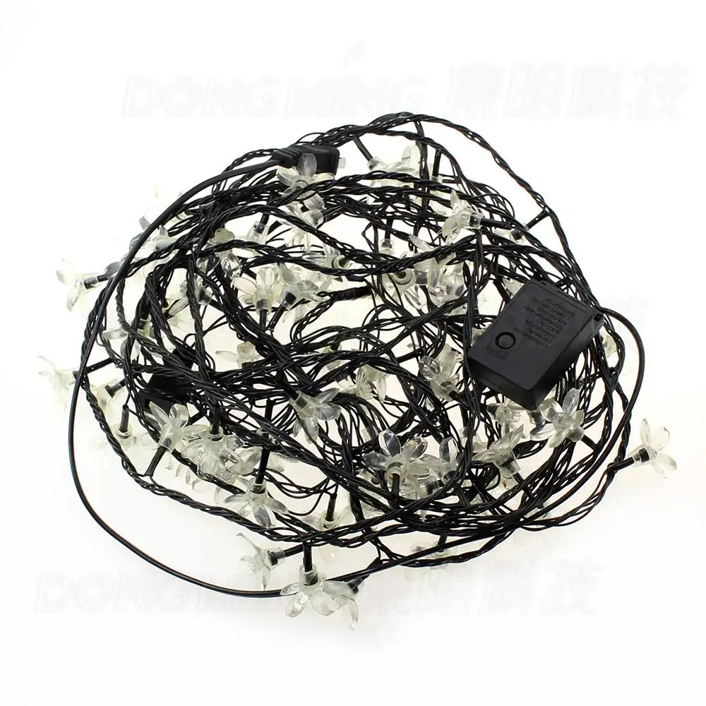 Super bright White Petals black wire led christmas tree light 110-220V 10M 80 Led string For Chrisma New Year Party fairy lights