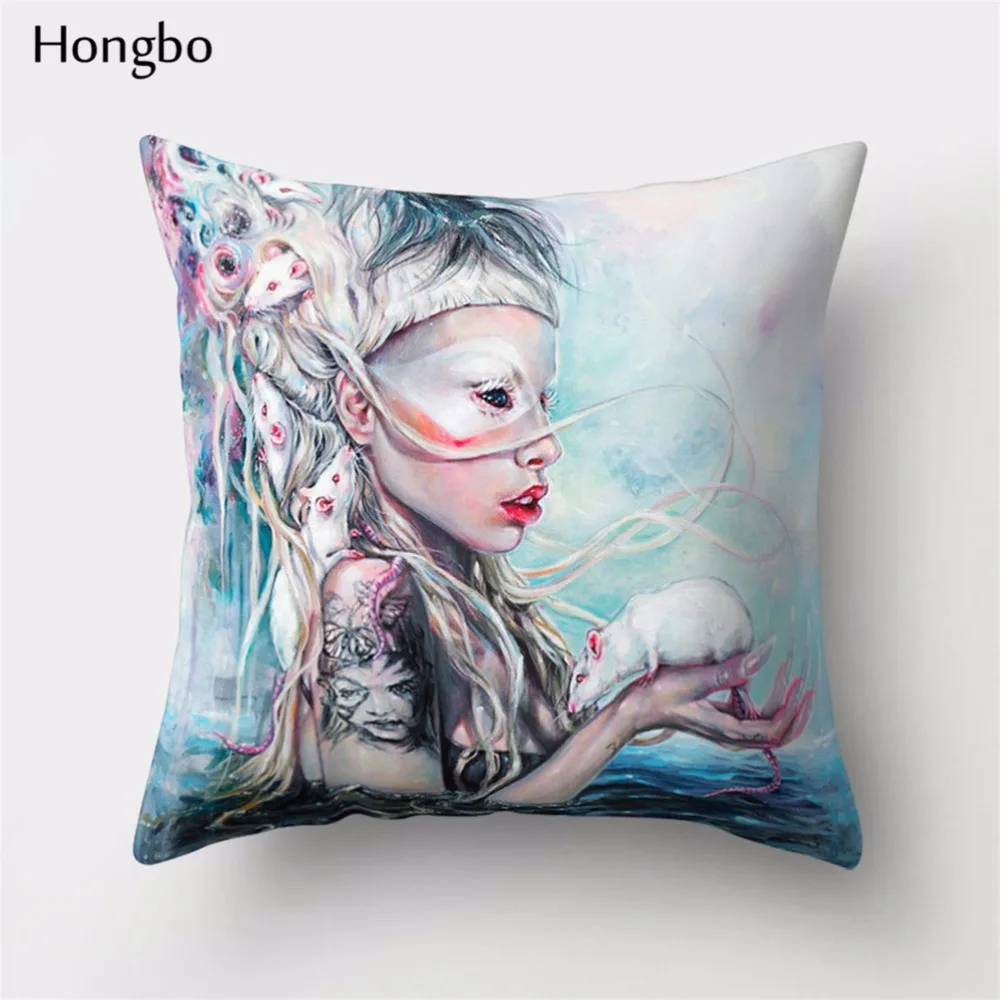 Hongbo, 1 шт., Женская Подушка с черепом, птица, сова, для девочек, узор, домашний декор, декоративные подушки, наволочка, наволочка