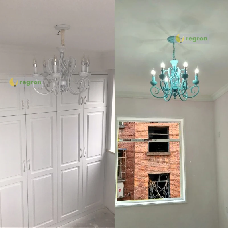 Современная железная художественная свеча люстра для спальни розовая девочек