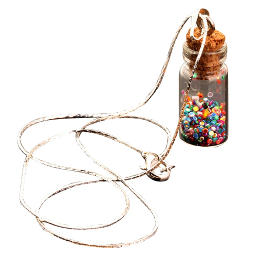 Ожерелье с подвеской в виде стеклянной бутылки красивая серебряная цепь