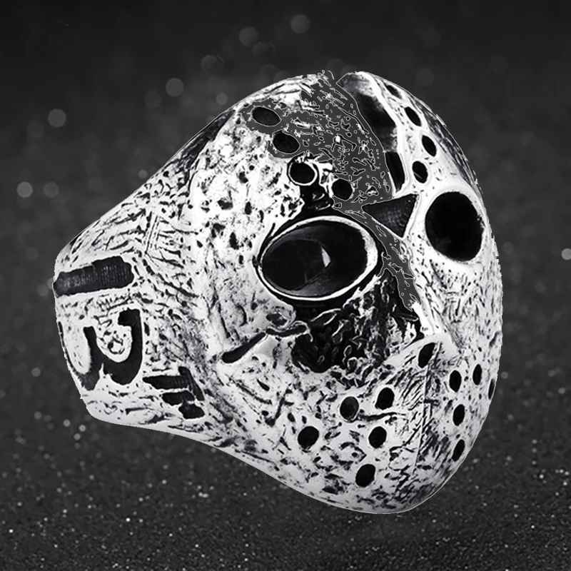 Мужское кольцо байкер на День святых для хоккея Хэллоуин маска Джейсона кольца