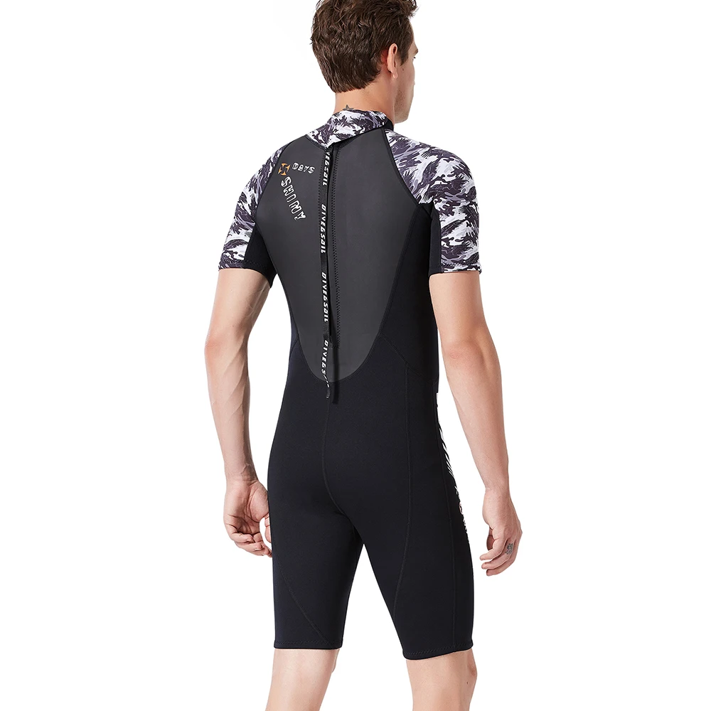 Погружение паруса 1 5 мм для мужчин и женщин Камуфляж Цельный с коротким рукавом