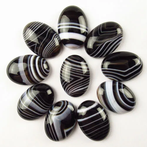 10 шт. великолепный интересный овальный кабошон A * Black Onyx Agates 25x18x6 мм|Шармы| |
