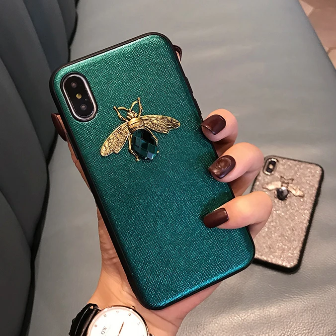 Роскошный мягкий блестящий чехол со стразами и Пчелой для Iphone X XR XS Max модный