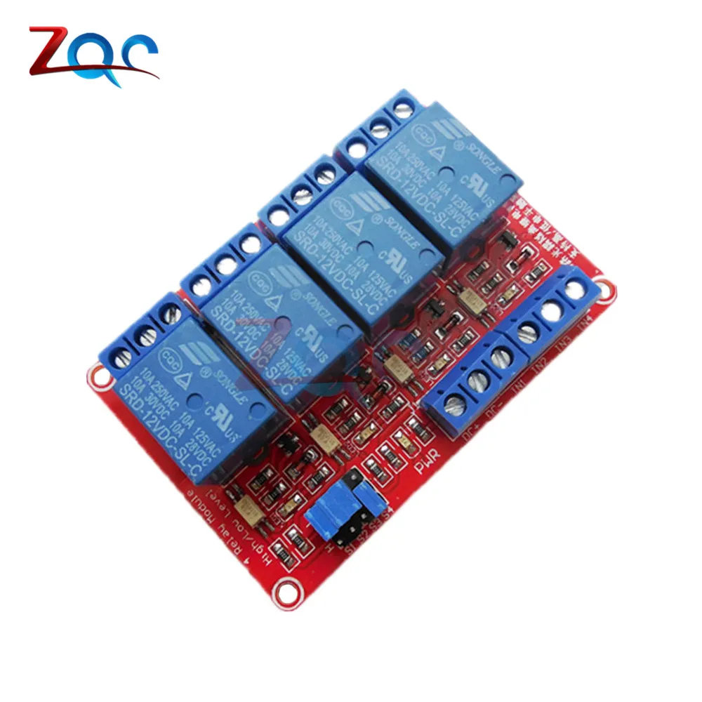 DC 12V 4-канальный Релейный модуль с анод для Arduino PIC/AVR/51/ARM высокий и низкий уровень запуска