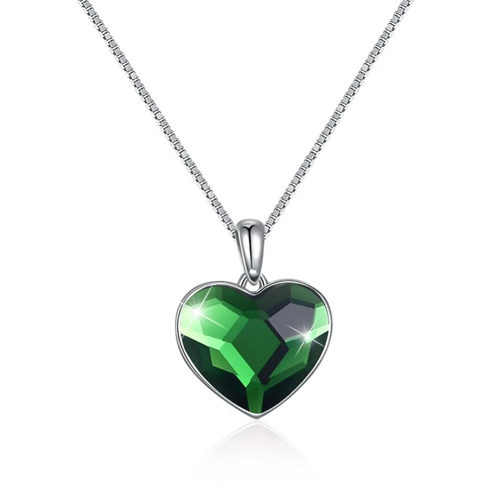 LEKANI/ожерелье с кристаллами Swarovski 925 двухстороннее модное ожерелье в форме сердца