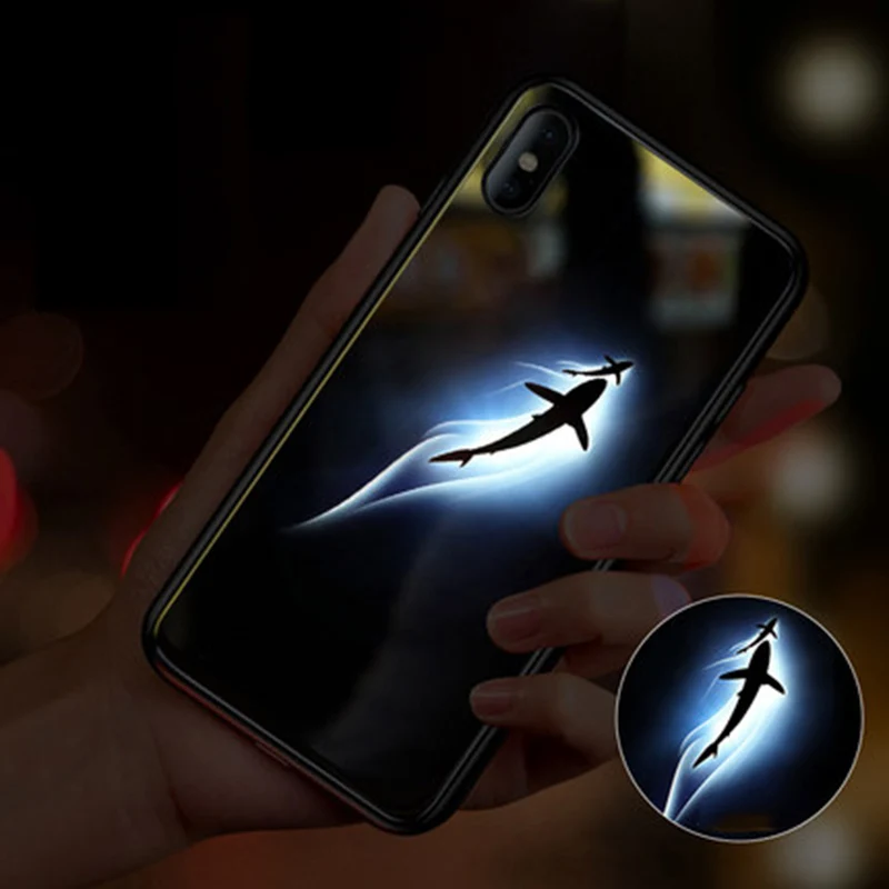 EKIND животные серия закаленное стекло чехол для телефона iPhone X XS XSMAX светодиодный
