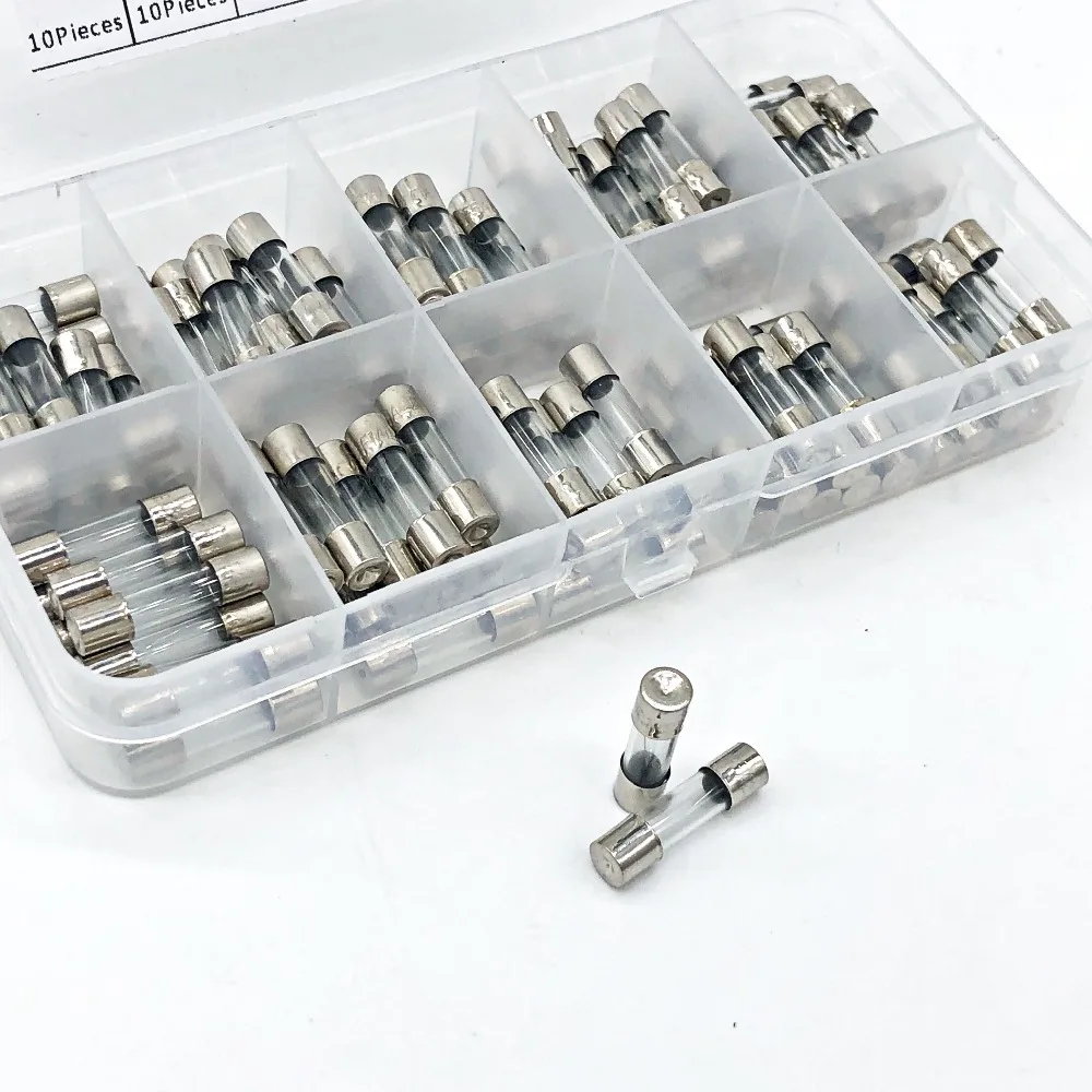 Набор электрических предохранителей 5x20 мм 100 шт. набор быстросохнущих стеклянных