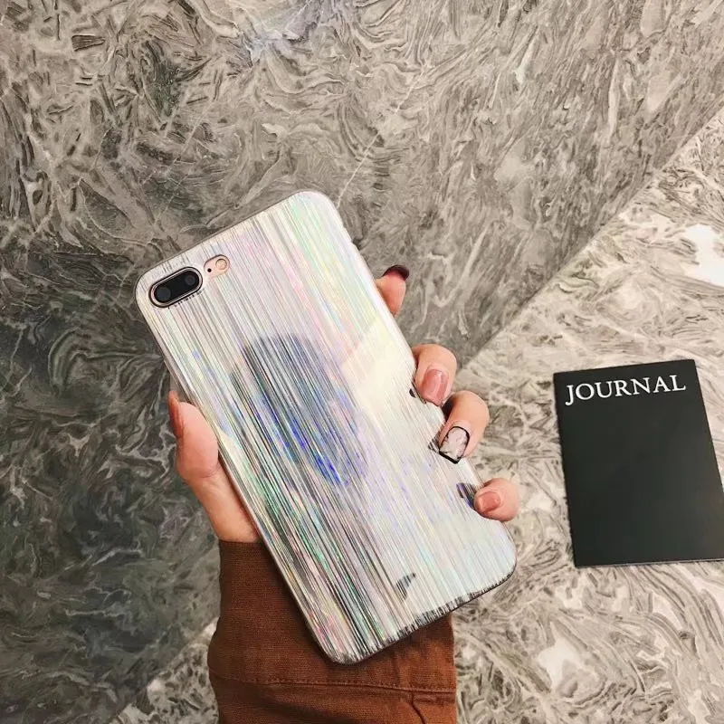 Роскошный красочный чехол для телефона iPhone X крутой лазерный Радужный блестящий 8