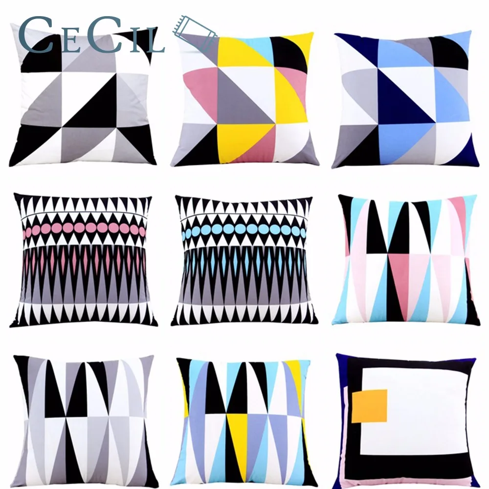 

Multicolour Geometric Super Soft Throw Pillow Covers Sawtooth Patterns Couch Decorative Pillows Cushion Cover For Sofa Home