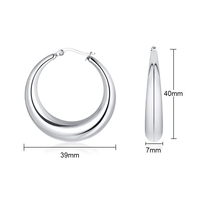 Женские серьги кольца Crescent Moon из нержавеющей стали серебристого цвета с