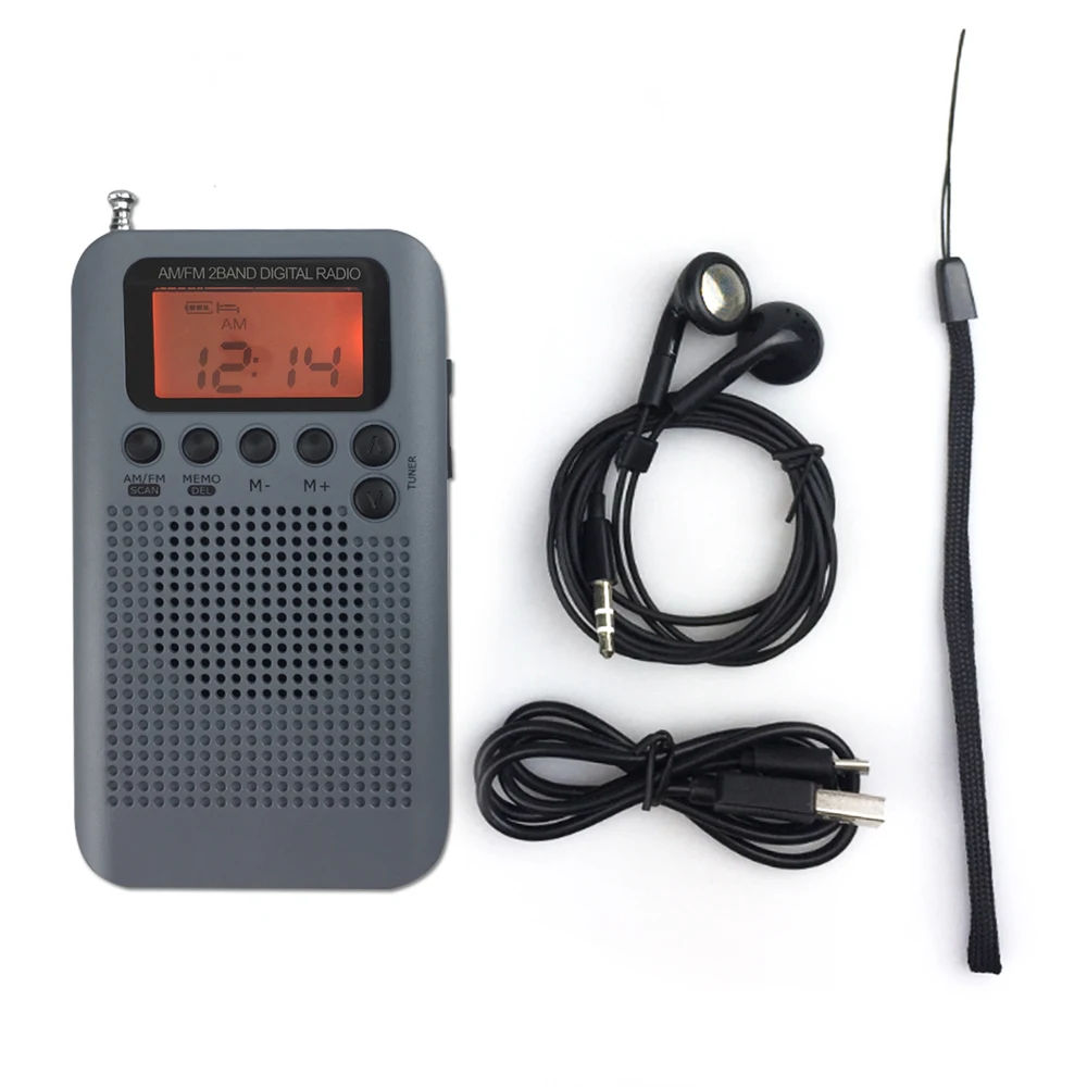 Мини lcd Цифровой FM/AM портативный радио динамик с будильником и функцией отображения времени 3,5 мм разъем для наушников и кабель