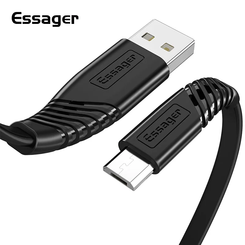 Essager Micro USB зарядное устройство плоский кабель для samsung huawei Xiaomi 1 м 2 м кабель синхронизации данных провод 2.4A Быстрая Зарядка Кабели для мобильных телефонов