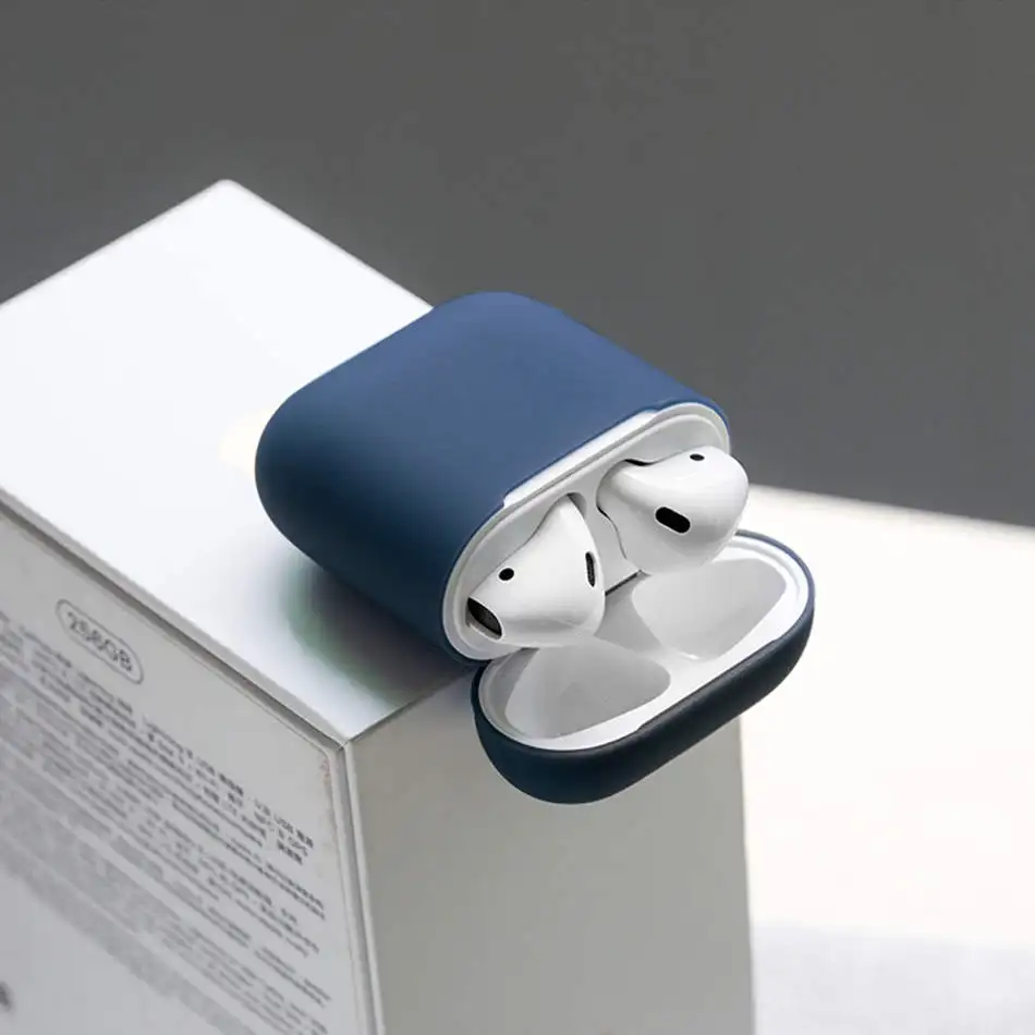 1:1 официальный силиконовый чехол для наушников для Apple Airpods 1 2 противоударный чехол для Airpods 2 1 милые аксессуары - Цвет: NavyBlue
