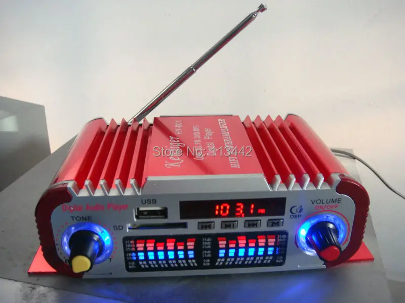 Kentiger HY601 2 Каналы автомобиля Усилитель MP3 FM/USB игрока 20 Вт + цифровой Дисплей