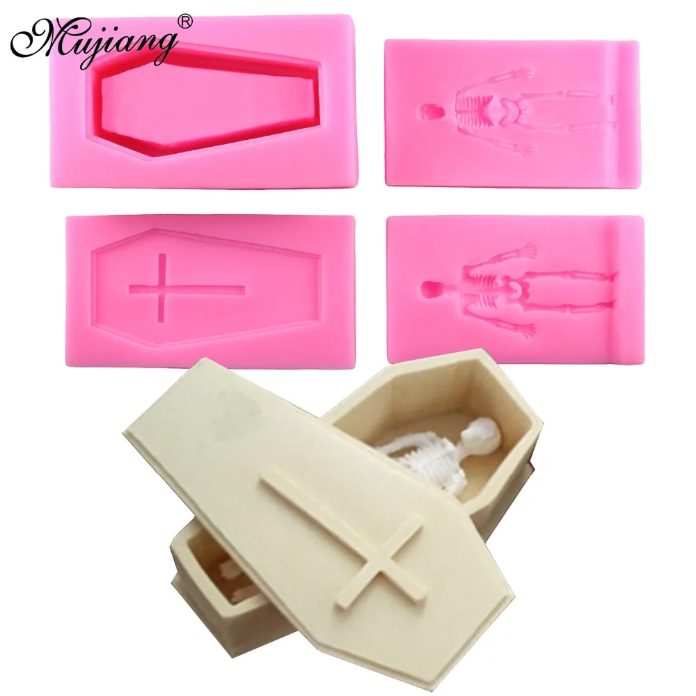 4 шт. силиконовые формы для украшения черепов и гробов на Хэллоуин помадка